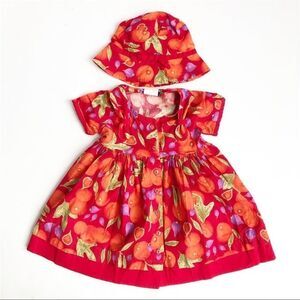 VTG CB kids Girls orange/veggie hat/dress set 3T